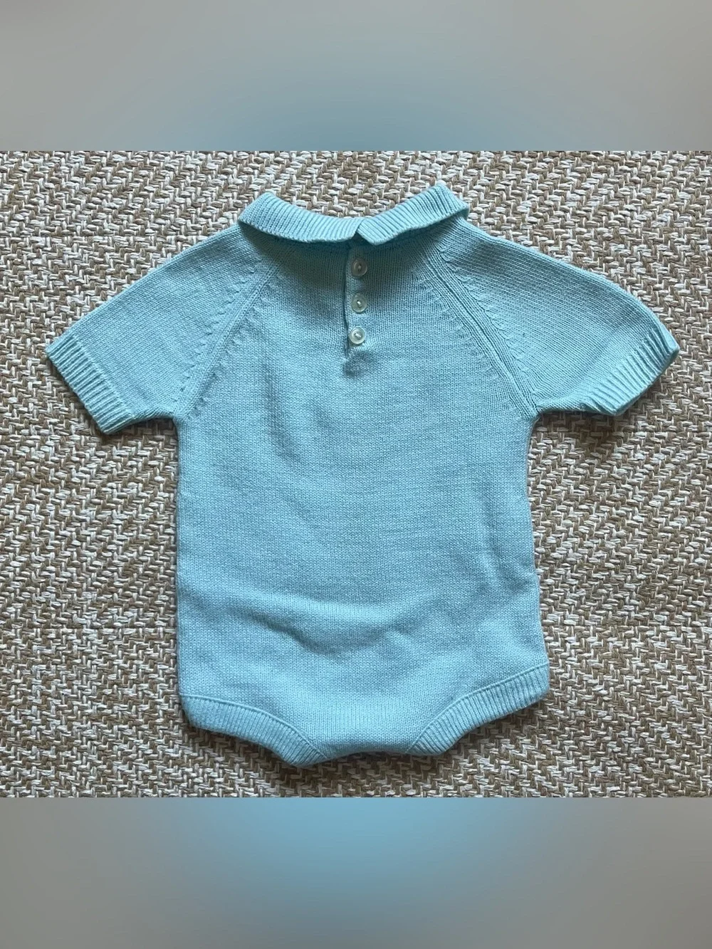 Vintage Baby Togs Knit One-Piece Bubble Romper Cable Diamond